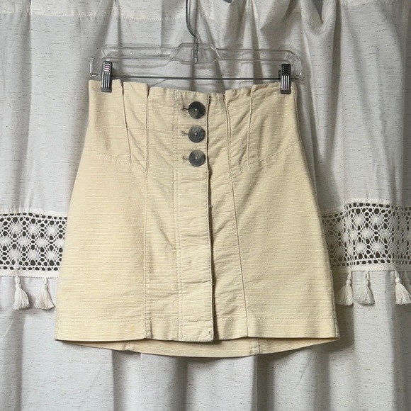 Free People Dresses & Skirts - Free People Cream Button-Front High-Rise Mini Skirt